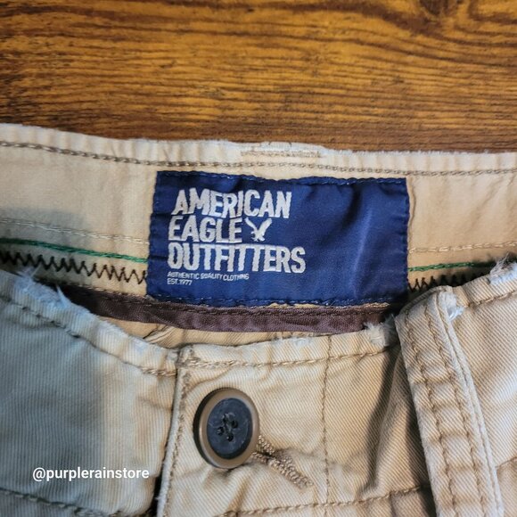 Vtg American Eagle Cargo Shorts 30 Stone Beige Streetwear Outdoor Gorpcore Y2K - Picture 3 of 11
